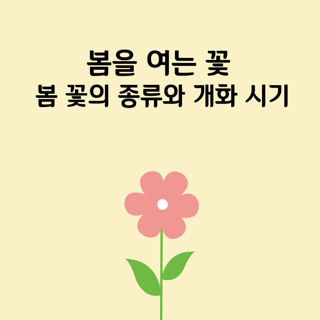 봄을 여는 꽃 봄 꽃의 종류와 개화 시기