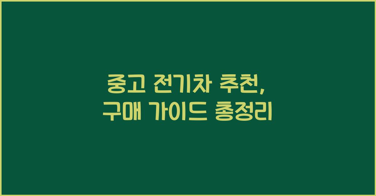 중고 전기차 추천
