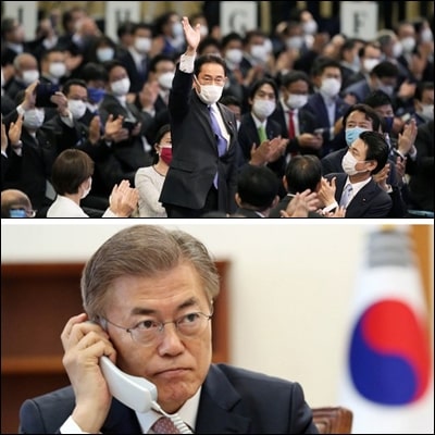  일본 기시다 총리, 문재인 대통령과 첫 통화 내용 / 같은 듯 다른느낌??