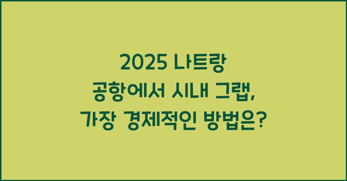 2025 나트랑 공항에서 시내 그랩