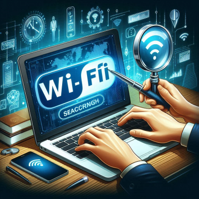 노트북과 스마트폰에 Wi-Fi 아이콘이 연결된 장면