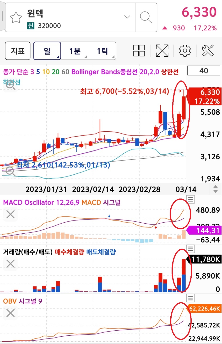 윈텍 일간 차트