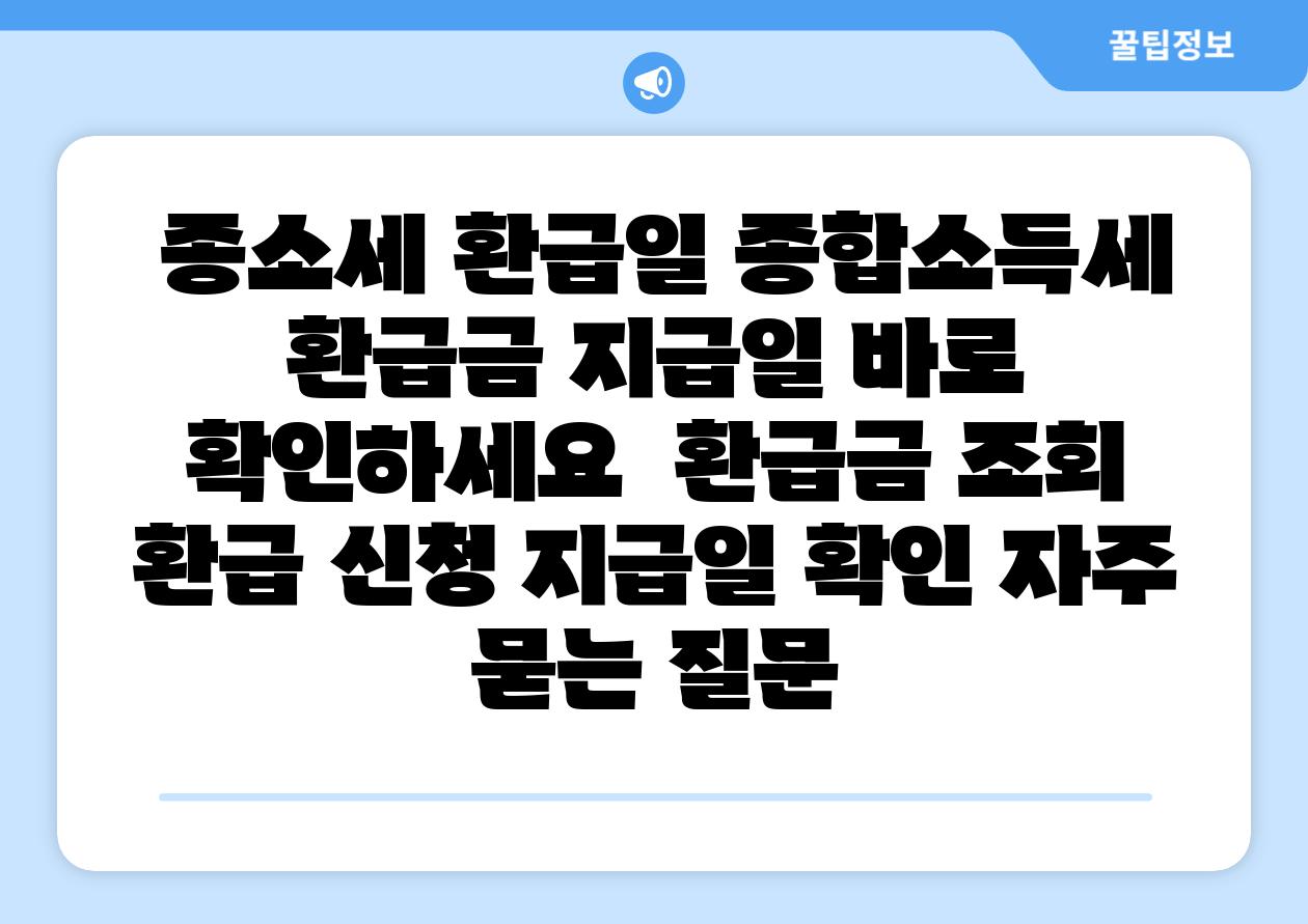  종소세 환급일 종합소득세 환급금 지급일 바로 확인하세요  환급금 조회 환급 신청 지급일 확인 자주 묻는 질문