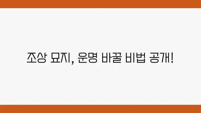 풍수지리로 본 조상 묘자리 이장의 기본적인 방법