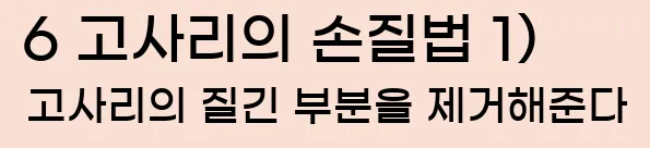  6 고사리의 손질법 1) 고사리의 질긴 부분을 제거해준다