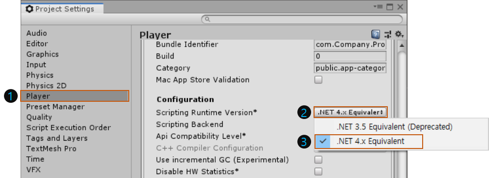 코더제로 유니티 C# 강좌 유니티 스크립트(Unity Script) Scripting Runtime Version