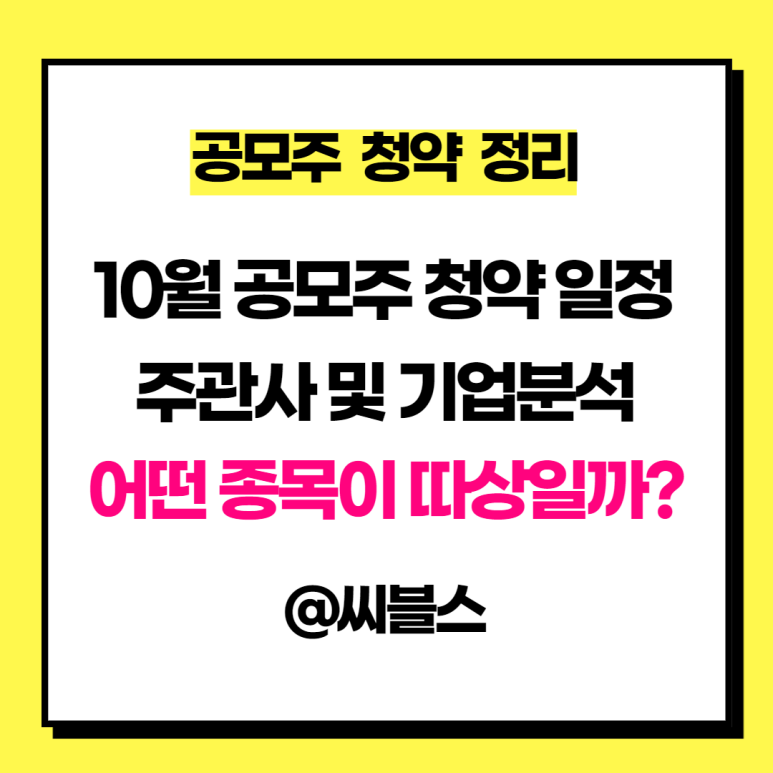  9월 공모주 청약 케이카 당첨, 10월 공모주 청약일정과 업종분석으로 따상할 기업은?