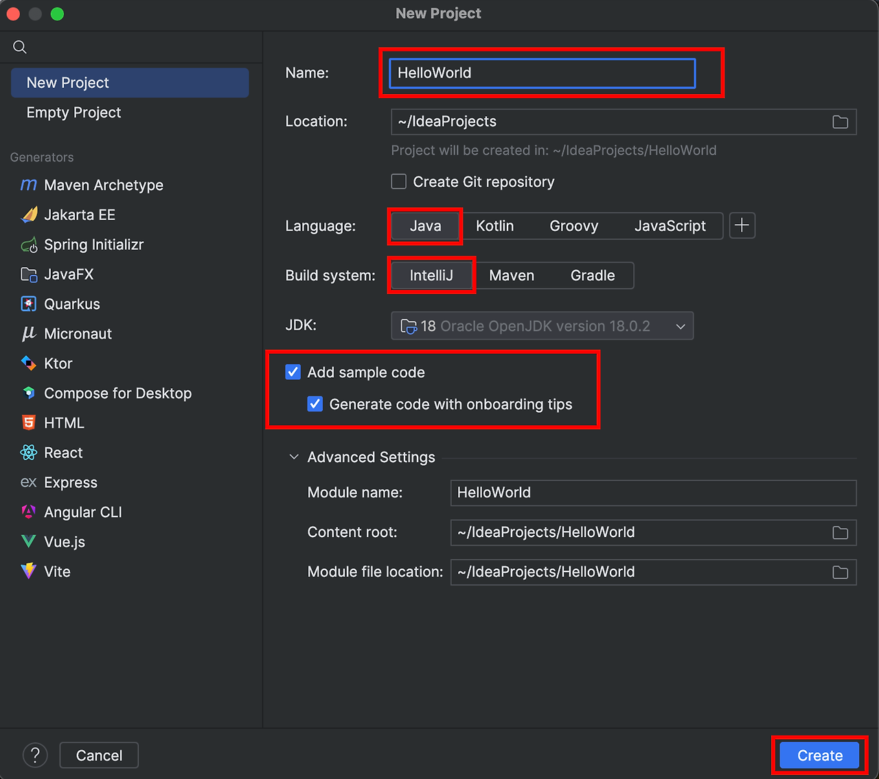 인텔리제이 프로젝트 생성2