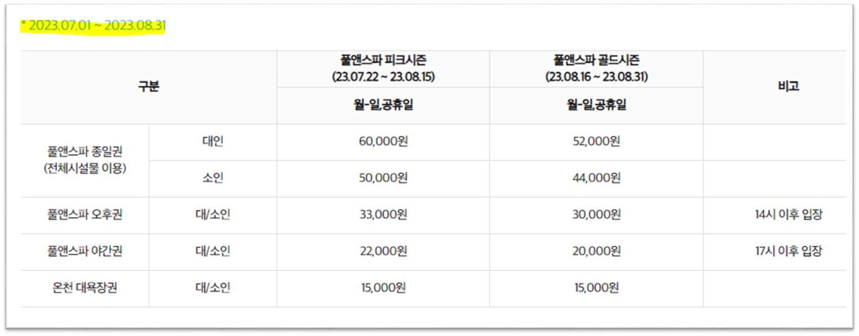 이천 테르메덴 워터파크 정상가