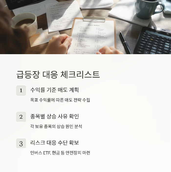 리스크 대응 수단 확보 (인버스 ETF, 현금 등)