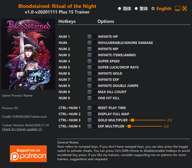 블러드 스테인드 리추얼 오브 더 나이트 트레이너 - Bloodstained Ritual of the Night v1.0-20201111 +15 Trainer by FLiNG 블러드 스테인드 리추얼 오브 더 나이트 트레이너 - Bloodstained Ritual Of The Night V1.0-20201111 +15 Trainer By Fling