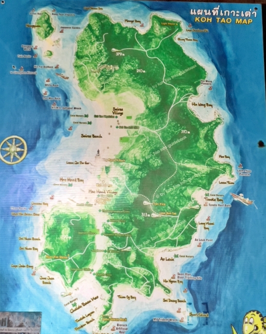 태국 코타오 섬 지도