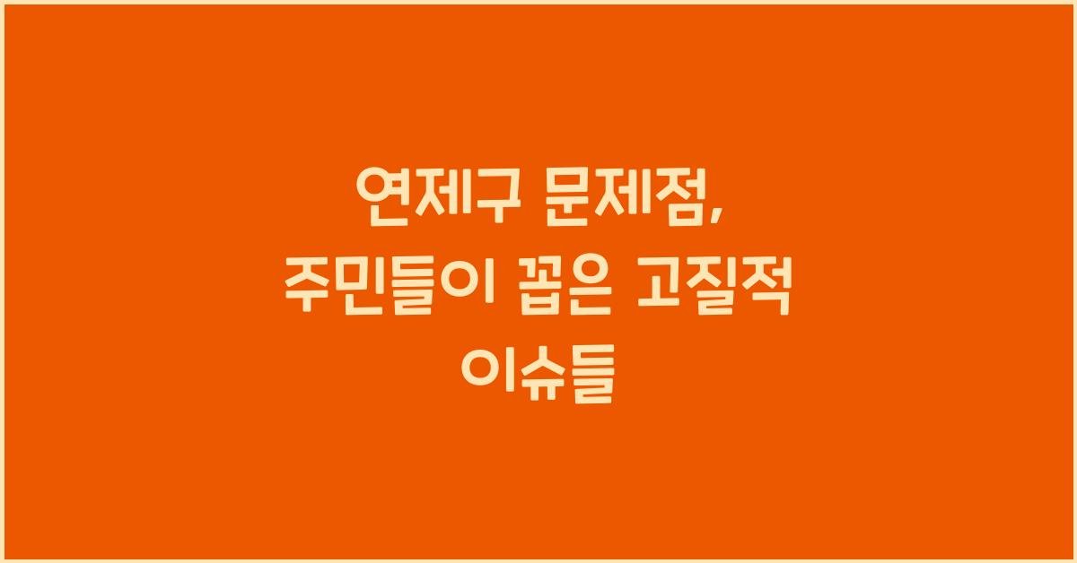 연제구 문제점