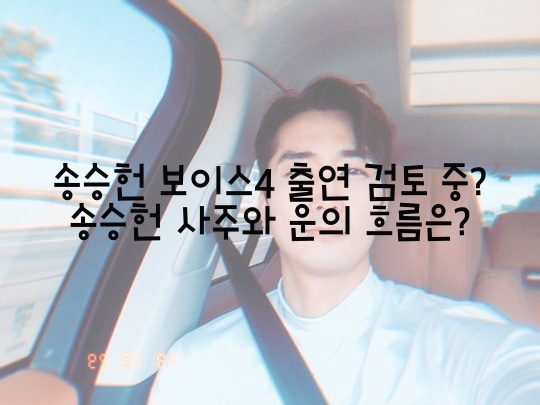  송승헌 보이스4 출연 검토 중? 송승헌 사주와 운의 흐름은?