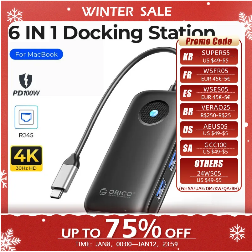  USB 허브 HDMI-com 어댑터 USB-C, PD 100W, 맥북 프로 에어 M2 M1 스플리터 도킹 스테이션용