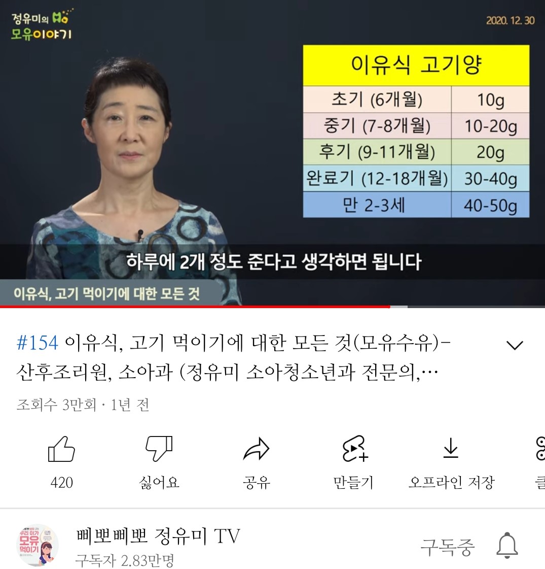  만6개월 초기이유식 시작! 한달 식단표 1(토핑이유식)/하루 섭취 고기양
