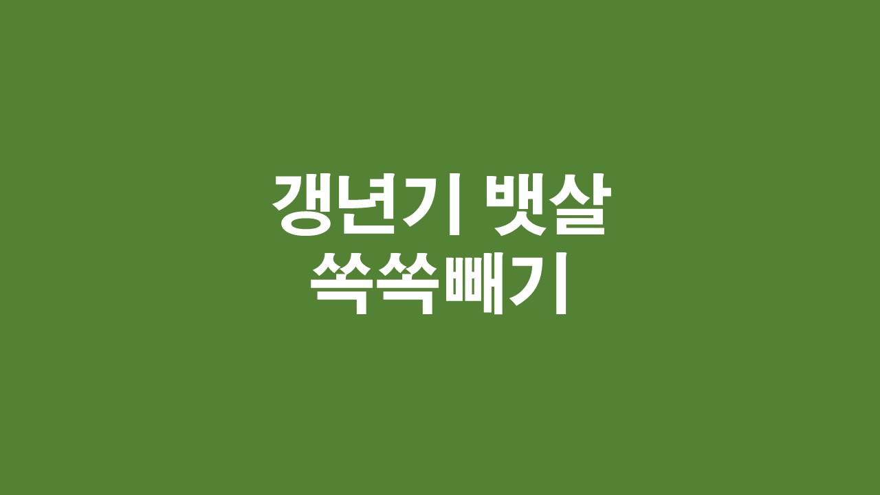  갱년기 중년여성 뱃살 윗배 똥배 고민 완전 타파