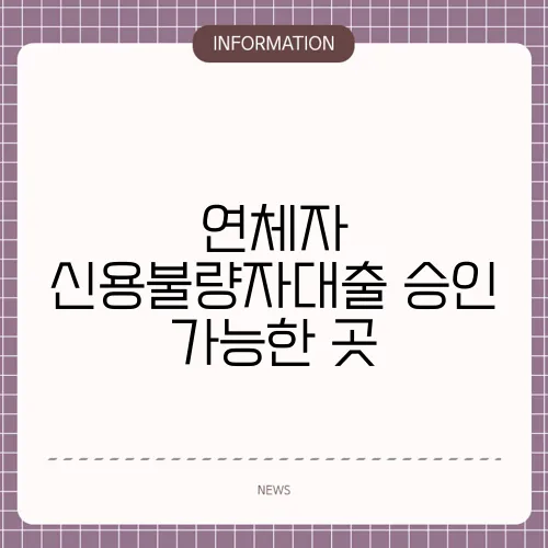 연체자 신용불량자대출 승인 가능한 곳