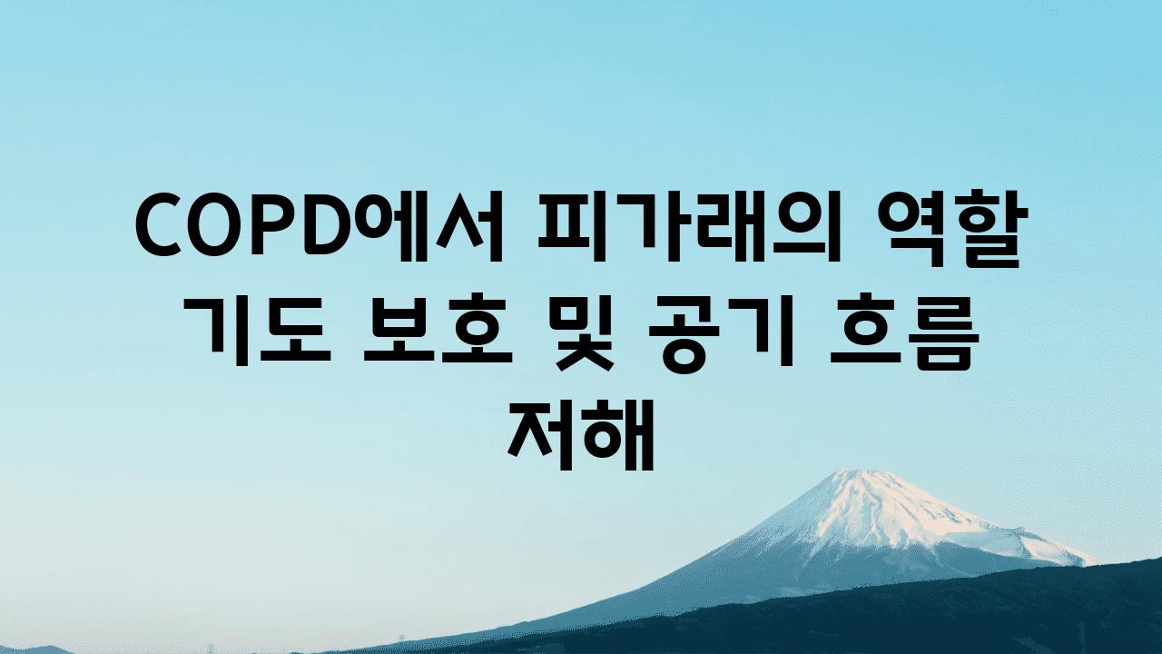 COPD에서 피가래의 역할 기도 보호 및 공기 흐름 저해