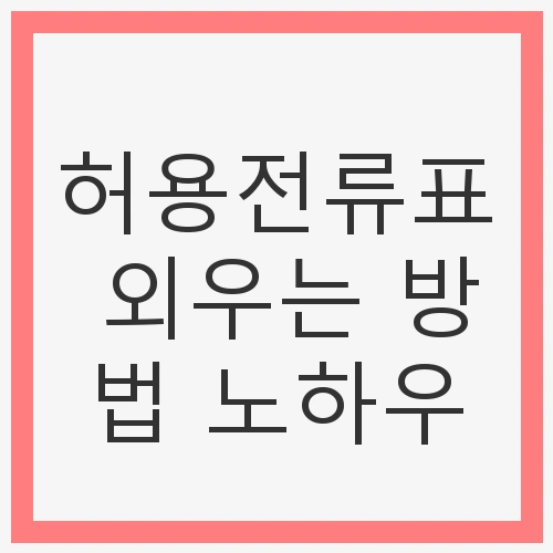 허용전류표의 중요성