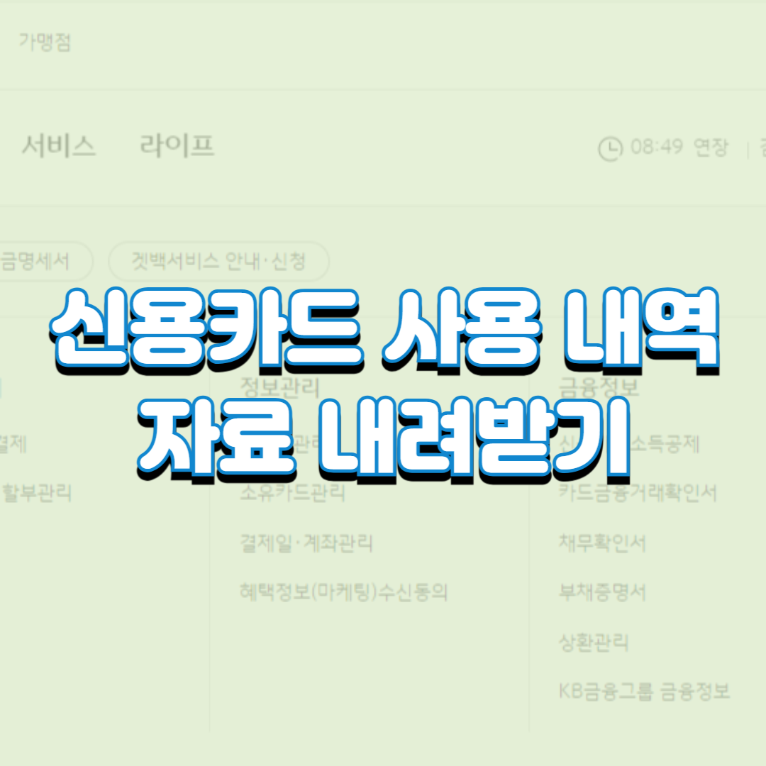  신용카드 사용 내역 자료 내려받기(개인사업자 종합소득세 신고 자료)