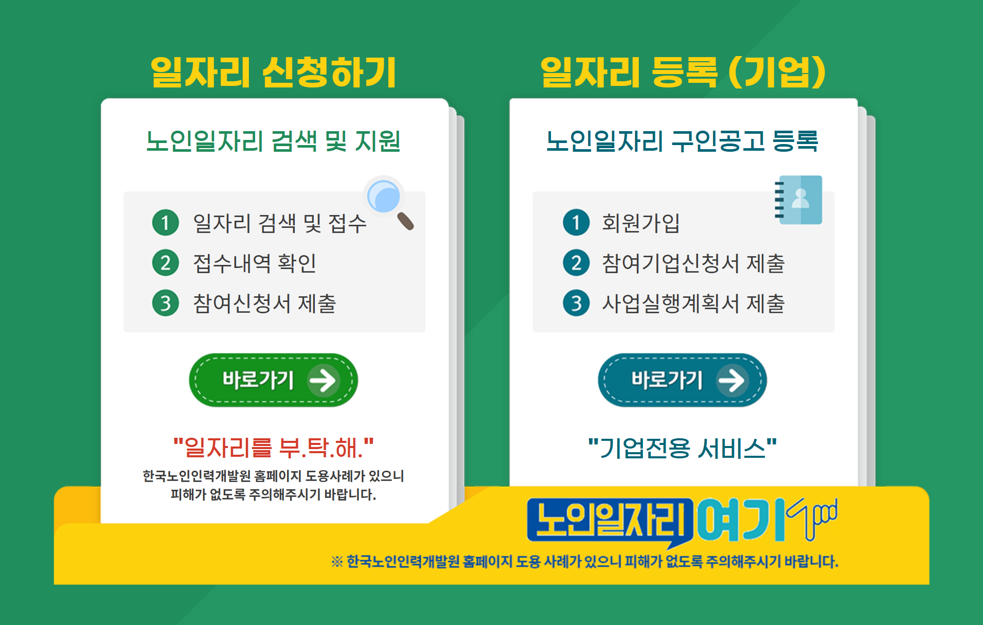 노인일자리 신청자의 연령 기준
