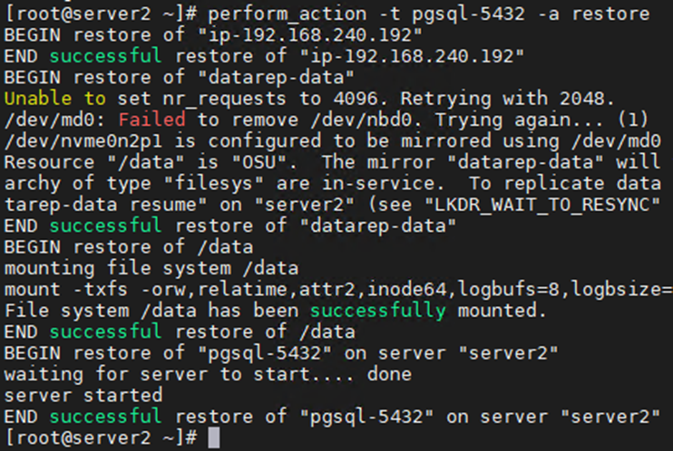  Lifekeeper failover 명령 perform_action