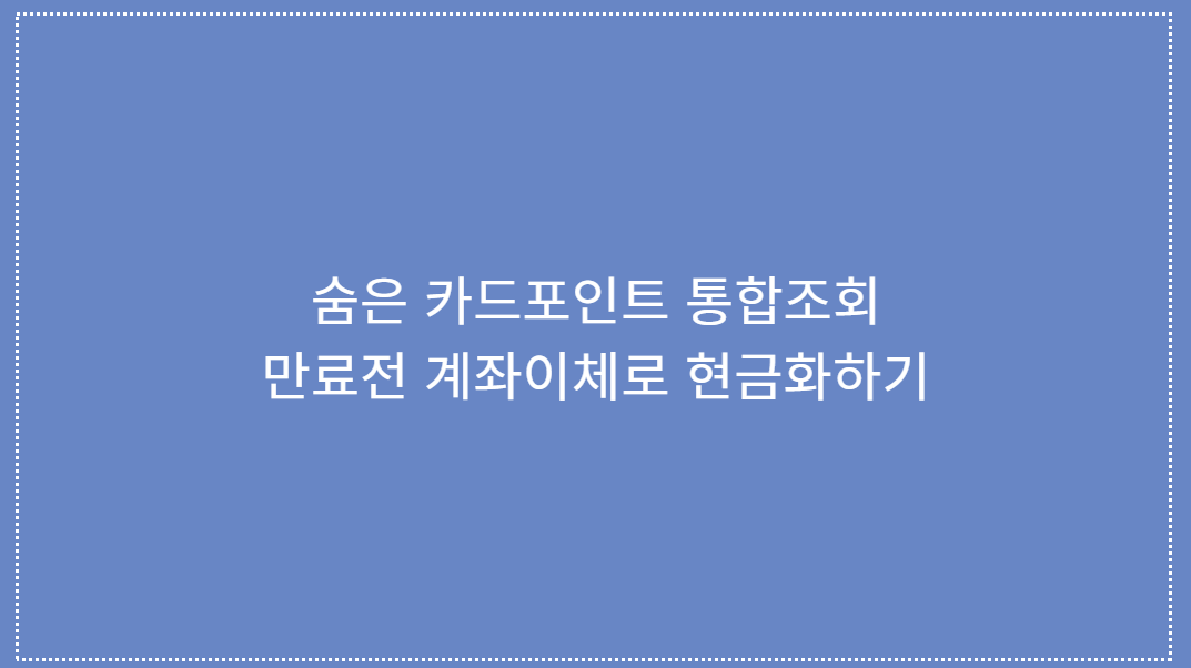 숨은 카드포인트 통합조회