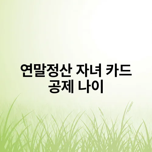 연말정산 자녀 카드 공제 나이