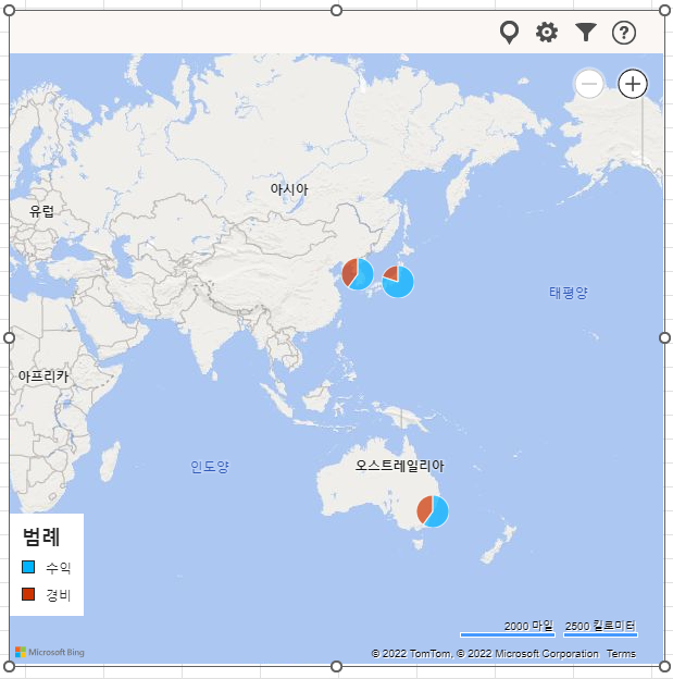 지도에 서울 데이터 표시됨