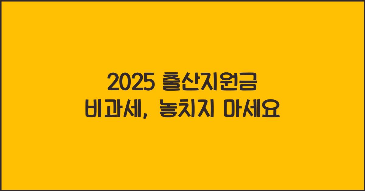 2025 출산지원금 비과세
