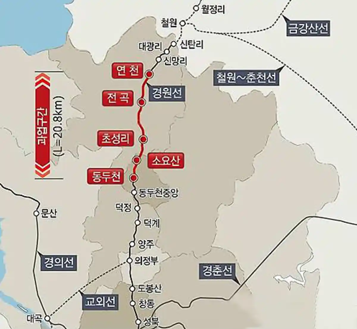 경원선(동두천~연천)복선전철-지도-20.9km구간