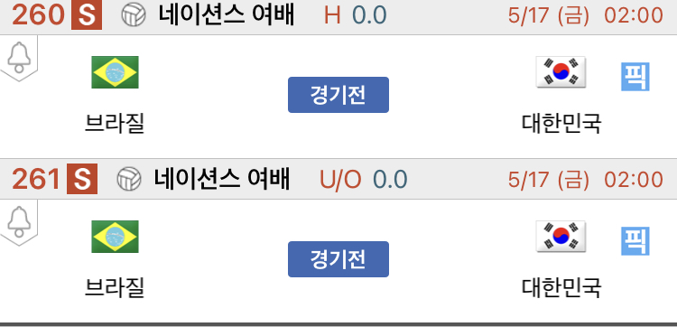 [진짜총판] 5월17일 브라질 VS 대한민국 배구분석