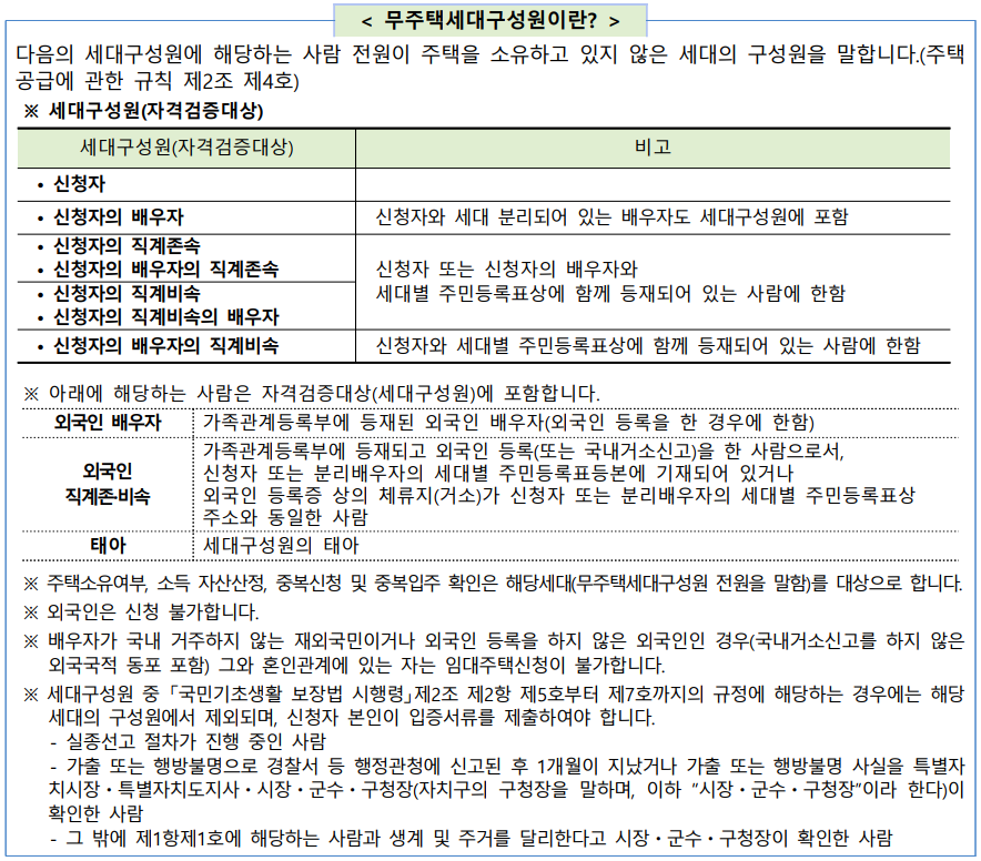 무주택세대구성원이란