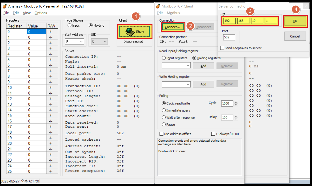Modbus TCP 무료 시뮬레이터 - Annas64 (Free ModbusTCP simulator)