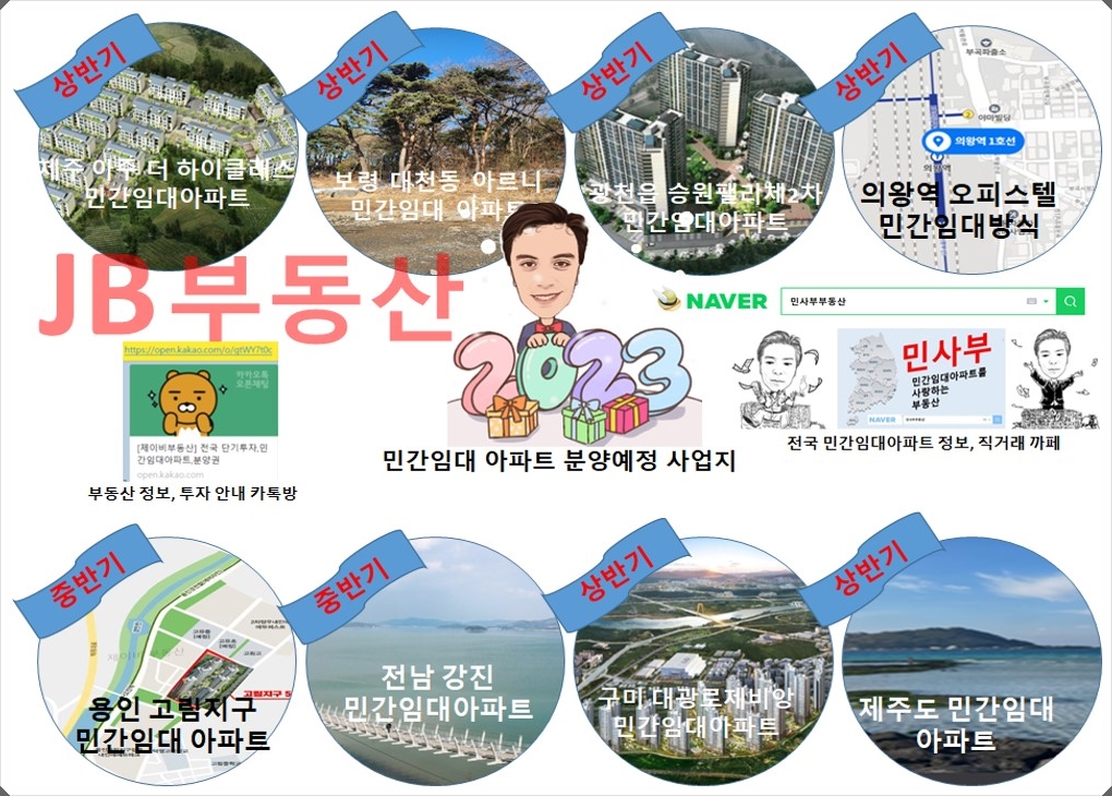  2023년 민간임대아파트 분양예정 현장들은 어디가 있을까 상반기 분양예정인 민간임대 수도권과, 충청권, 전라도권, 경상권, 제주도등에 민간임대아파트가 분양예정에 있습니다.