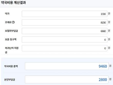 케이콘틴서방정 7일치 약제비