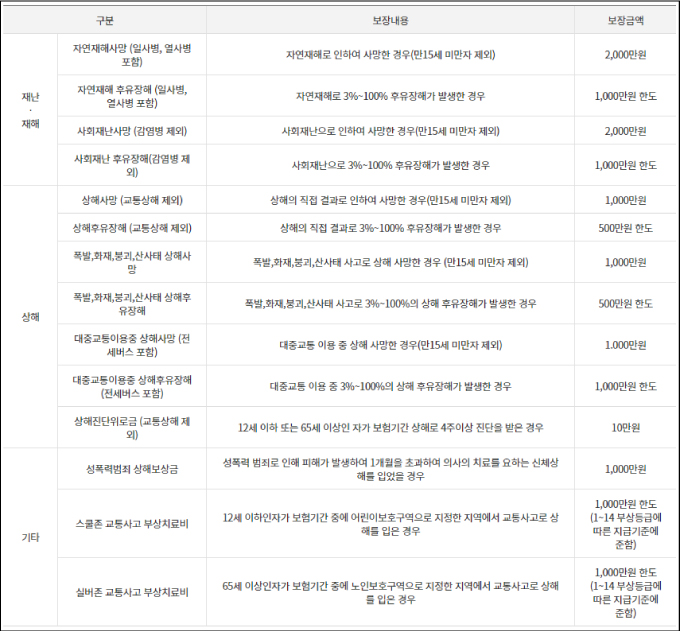 시민안전보험-보장내역