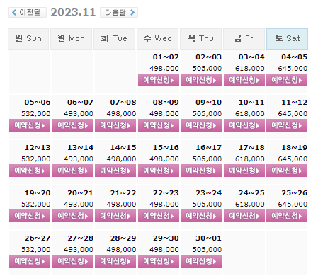  여수 경도CC 11월 1박2일 골프패키지 예약 요금 및 날씨