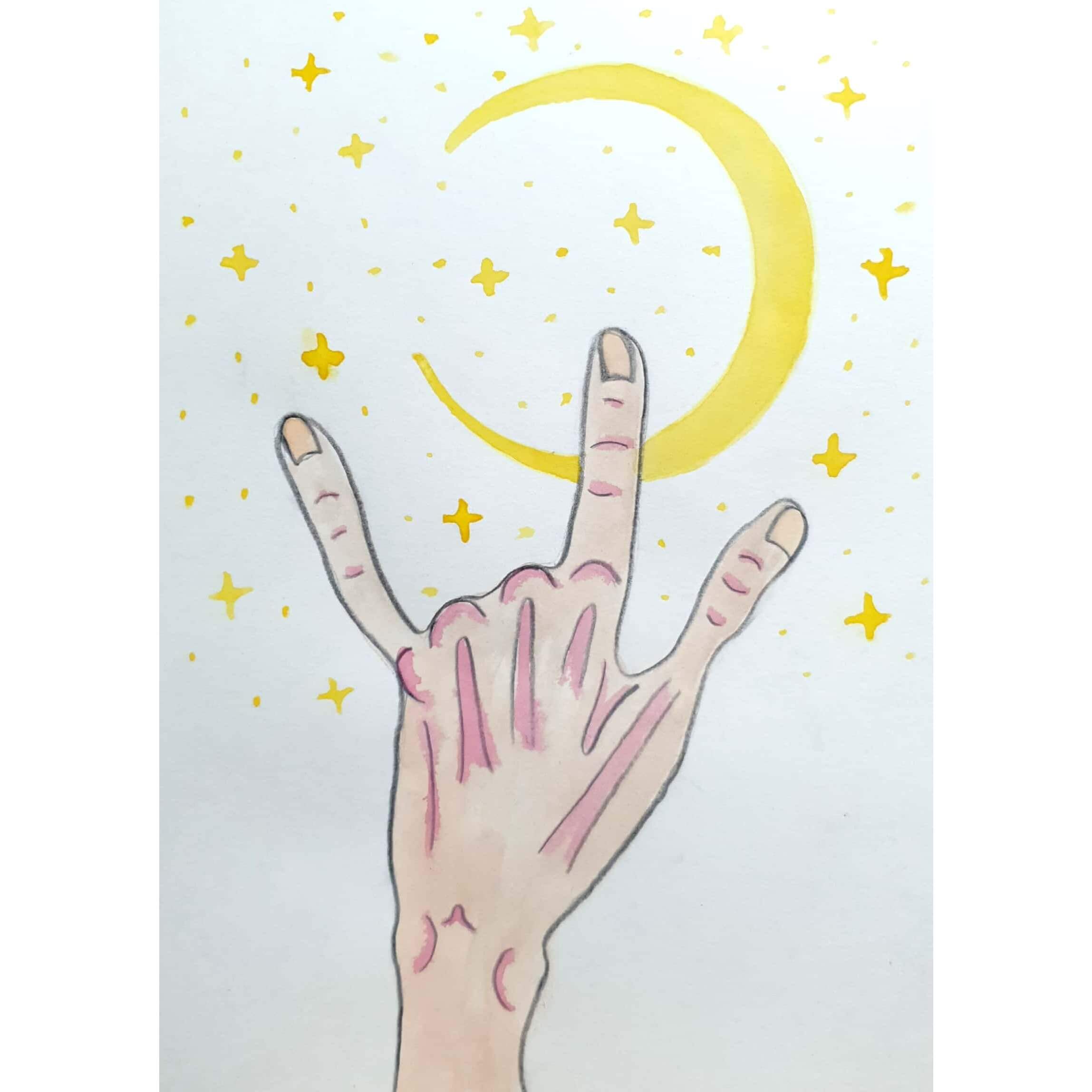  Rock to the Moon 락 투 더 문 / 일러스트 그림 드로잉 / 손 그리기