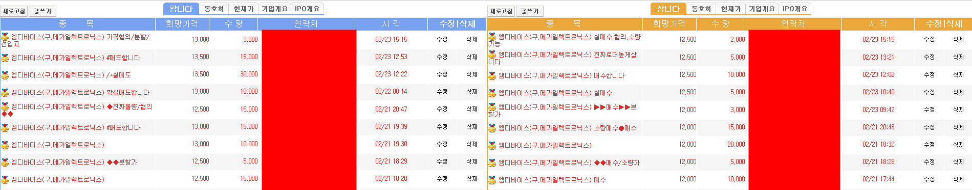 엠디바이스 장외가