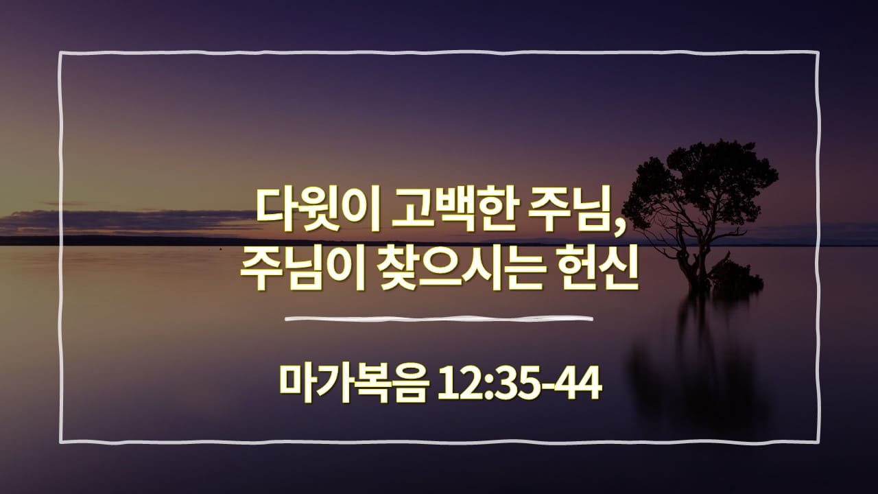 [생명의 삶 묵상] 마가복음 12장 35절-44절&#44; 다윗이 고백한 주님&#44; 주님이 찾으시는 헌신