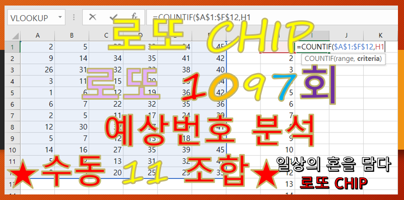  로또 1097회 예상번호 분석 조합 (수동11)