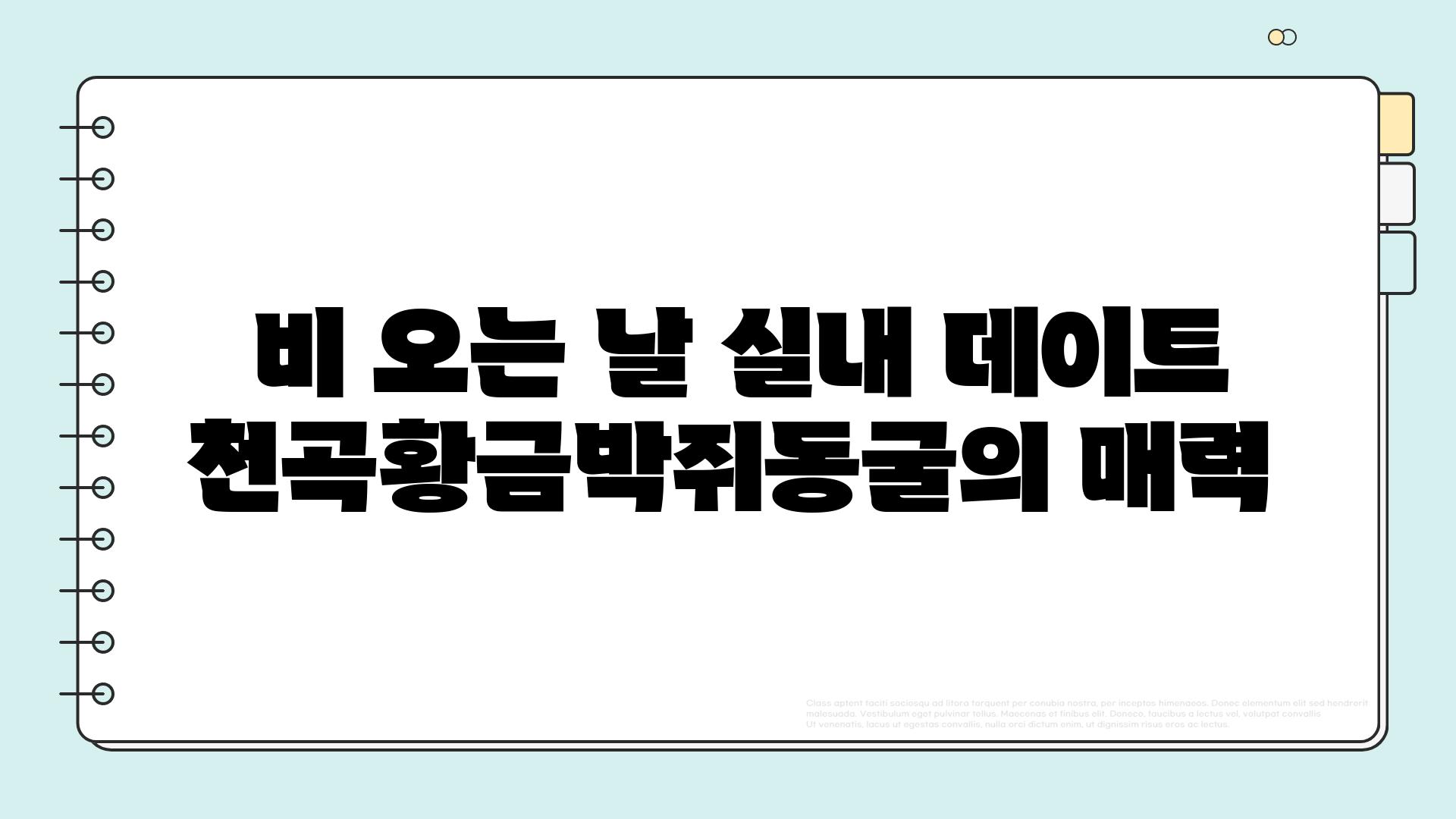  비 오는 날 실내 데이트 천곡황금박쥐동굴의 매력