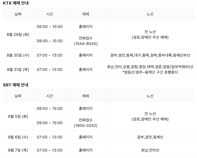 추석 기차표 예매 srt ktx 경로 결제 방법 일정 취소표 팁 꿀팁 2023 대체 공휴일 달력 연휴 코레일 홈페이지 전화번호 한국철도공사