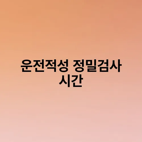 운전적성 정밀검사 시간