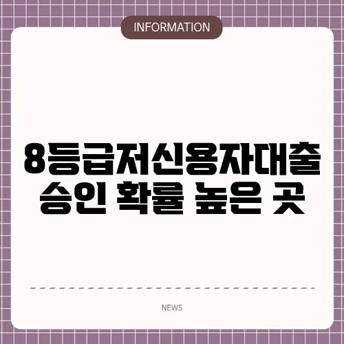 8등급저신용자대출 승인 확률 높은 곳