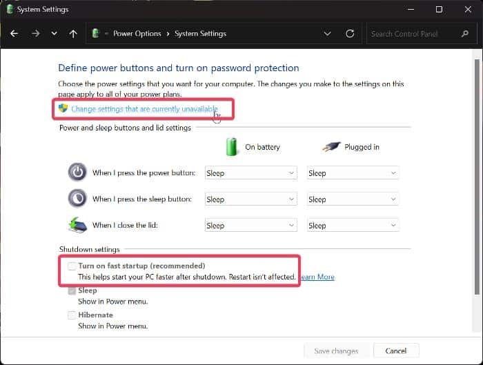 윈도우즈 세팅의 종료 세팅