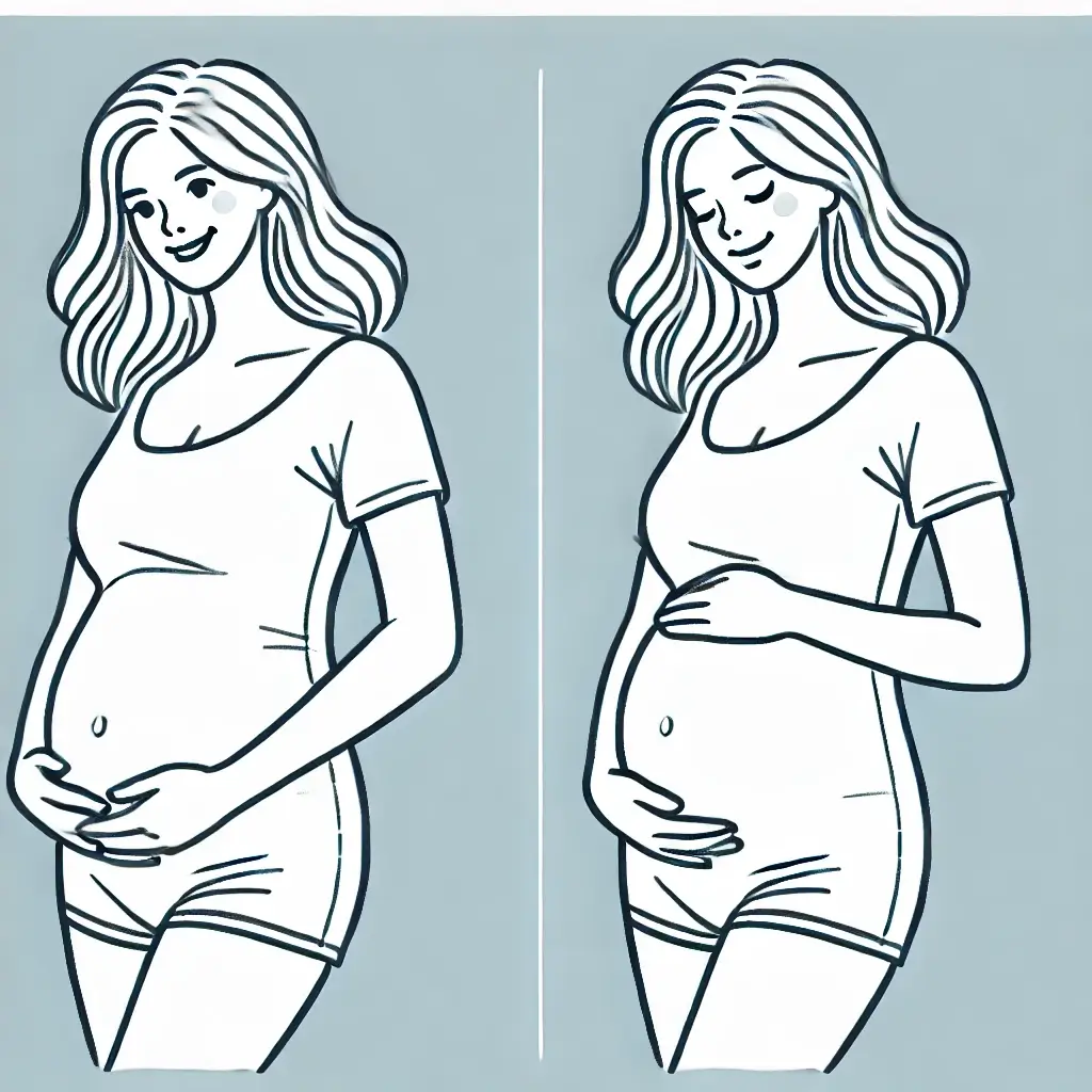 면역력을 챙기고 건강한 모습을 보여주는 임산부의 간단한 일러스트.
