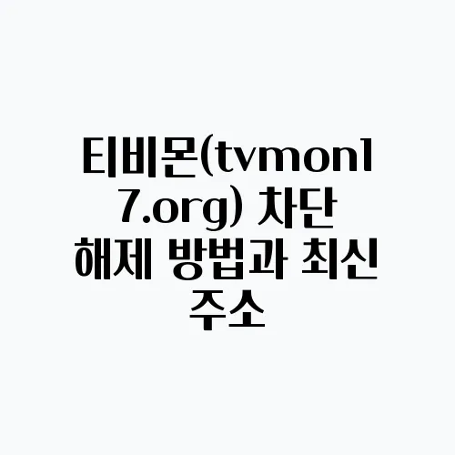 티비몬(tvmon17.org) 차단 해제 방법과 최신 주소